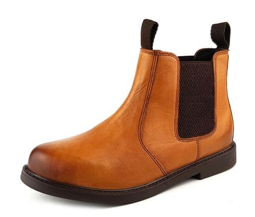 Frank James Chester - JUNIOR Leather Tan Brown Chelsea Boots